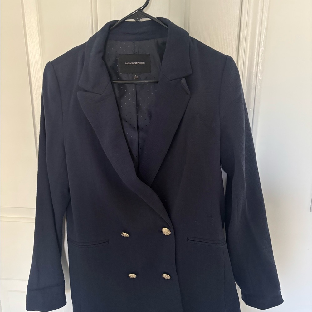 Banana Republic Women's Double-Breasted Navy Blazer with Gold Buttons